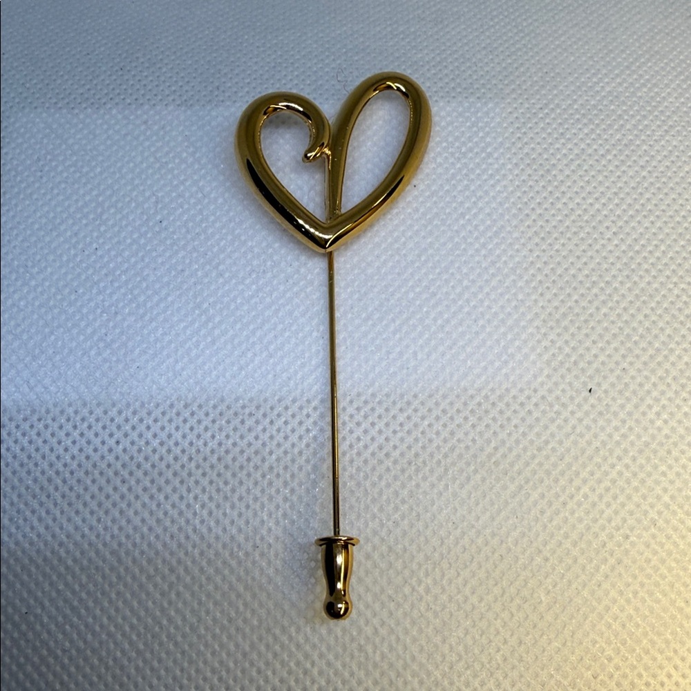 Monet Gold Tone Heart Brooch Pin Vintage.